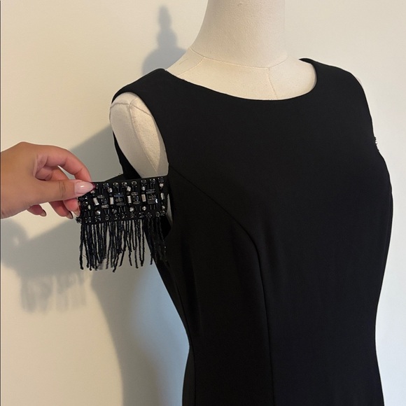 Eliza J Black Beaded Cold Shoulder Maxi Dress Size L - Picture 6 of 9